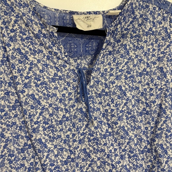 L.O.G.G. H&M Blue Floral Tunic Long Sleeve Shirt Top Women's Size Large XL 12 - Picture 5 of 11